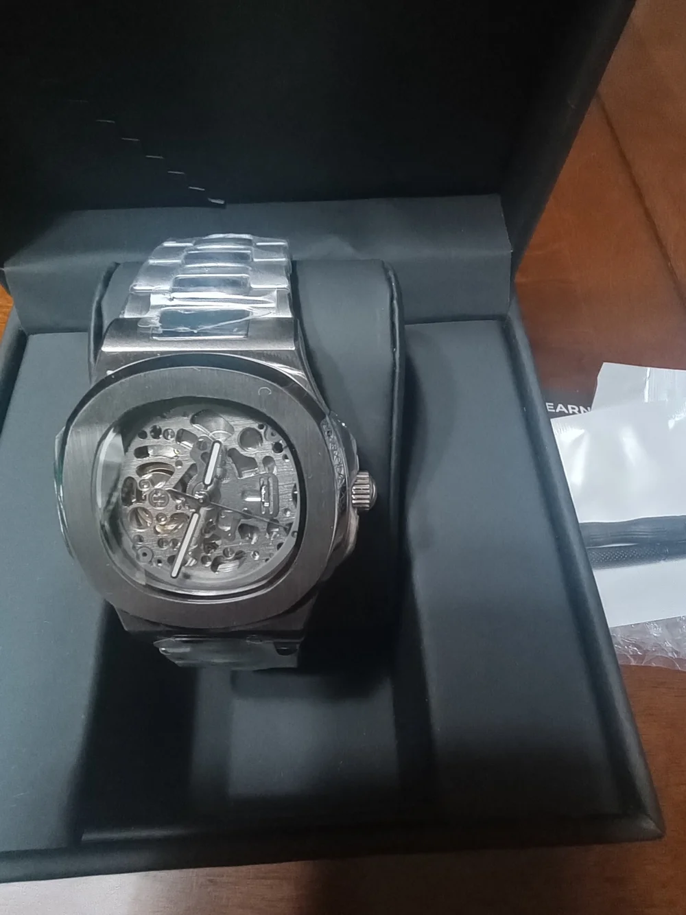 Skeleton Dial Stainless Steel Men's Watch - Silver